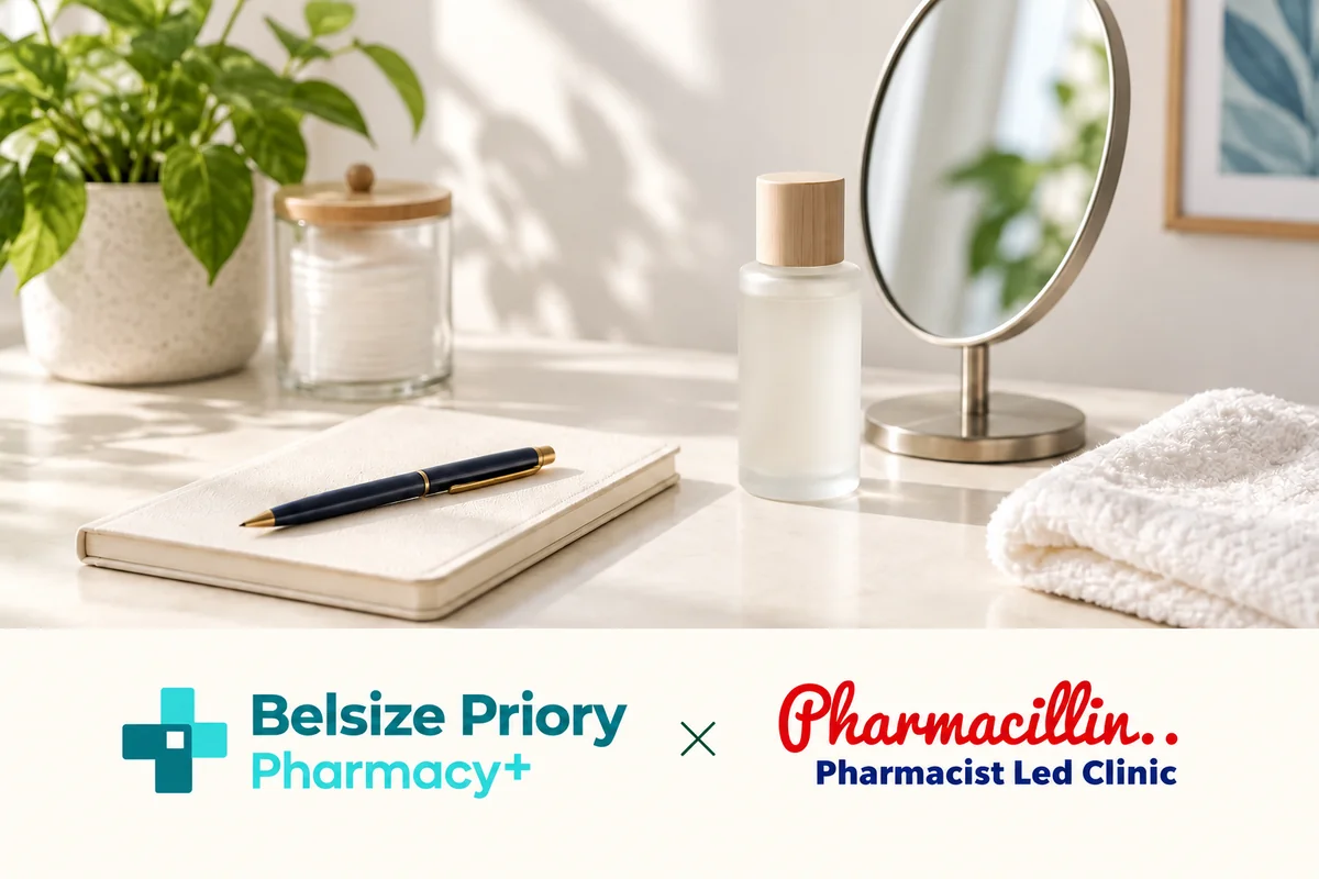 Belsize Priory Pharmacy and Pharmacillin partnership, illustrated with a skin consultation